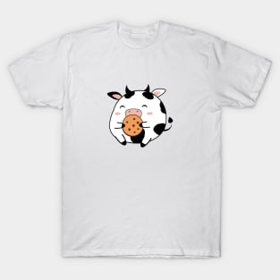 Happy cow eating cookie, Cute cow, Bull, Cute sticker, Kawaii cow T-Shirt